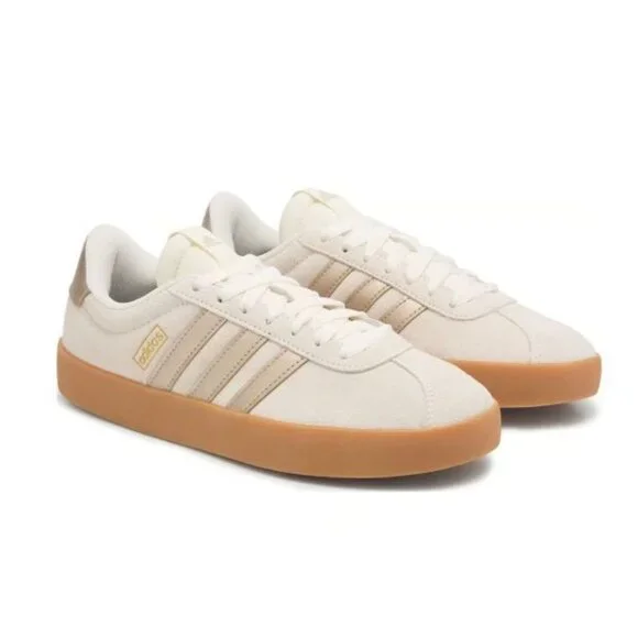 NWB Adidas VL Court 3.0 Womens Sneaker Cream Gold Low Top Size US 6.5 $75 [jb] - Picture 3 of 16